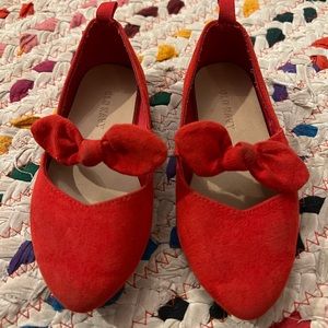 Old navy little girls red bow slip on shoes